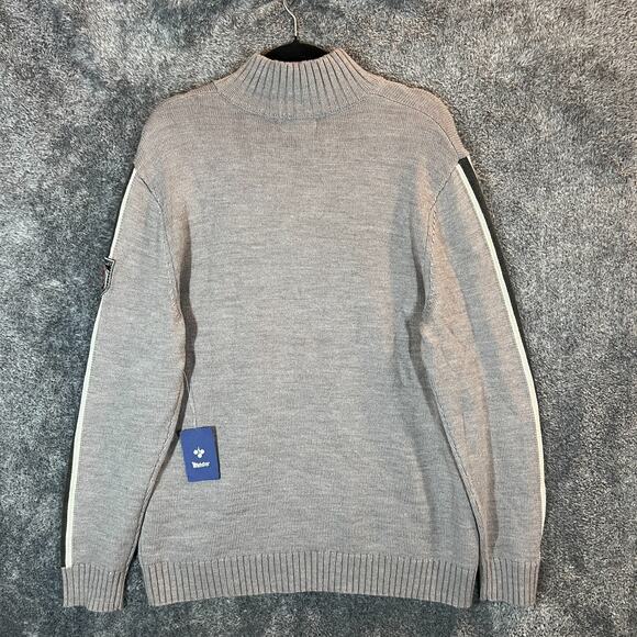 Meister Sweater Mens XL Gray Wool Acrylic Blend Cole Knit Ribbed Neck 1/4 Zip - Picture 2 of 11